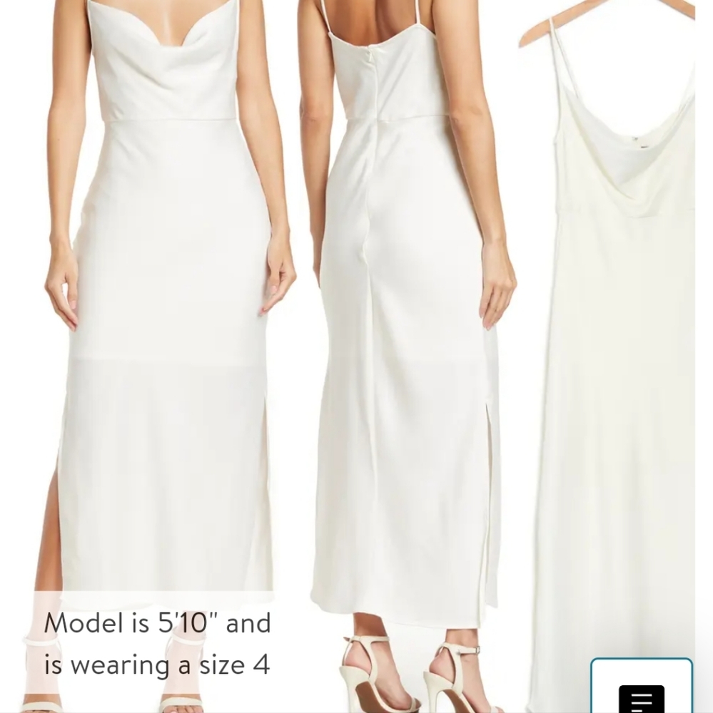 ivory, satin like dress size 4
